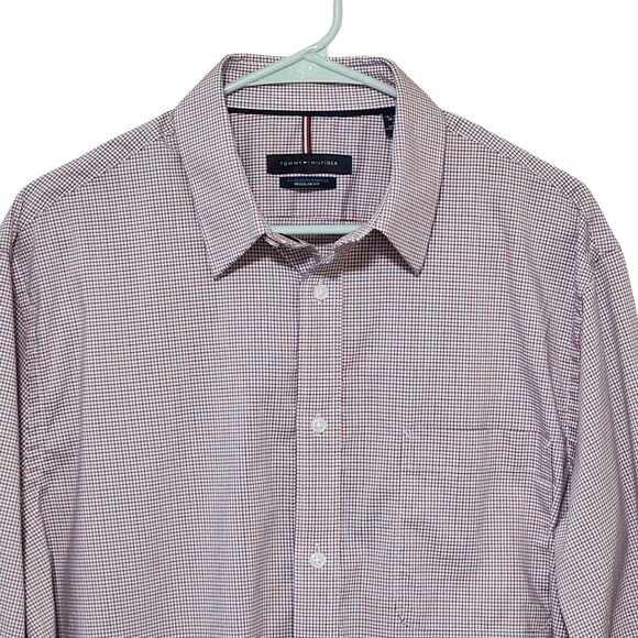 Tommy Hilfiger Red White Blue Check Button Down Shirt Men's Large - Picture 2 of 13